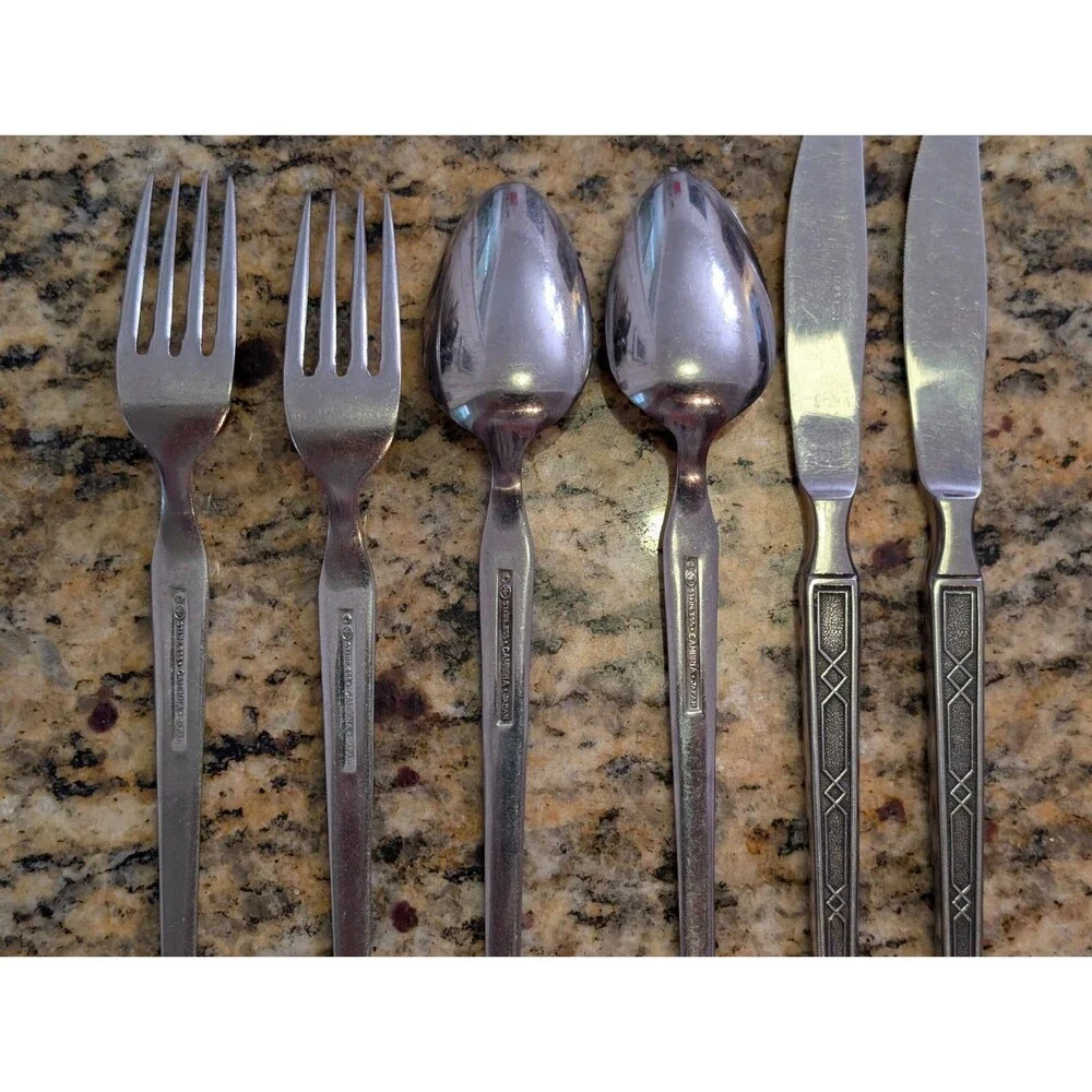 Vintage Hanford Forge Cambria Stainless Flatware Set 6 Japan 1960s 70s